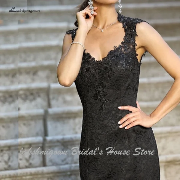 Gothic Wedding Dresses Black Mermaid Sexy Sheer Back Bridal Gown 2024 - Image 2