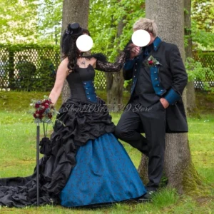 Luxurious Vintage Gothic Wedding Dress Victorian Sheath Lace Up Poncho