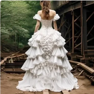 Gothic Steampunk High Low Wedding Dress Victorian Bridal Gown