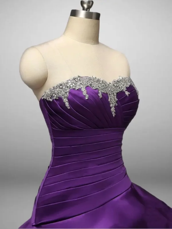 Glitter Sequin Gothic Wedding Dresses with Lace-Up Corset and Puffy Skirt - Image 3