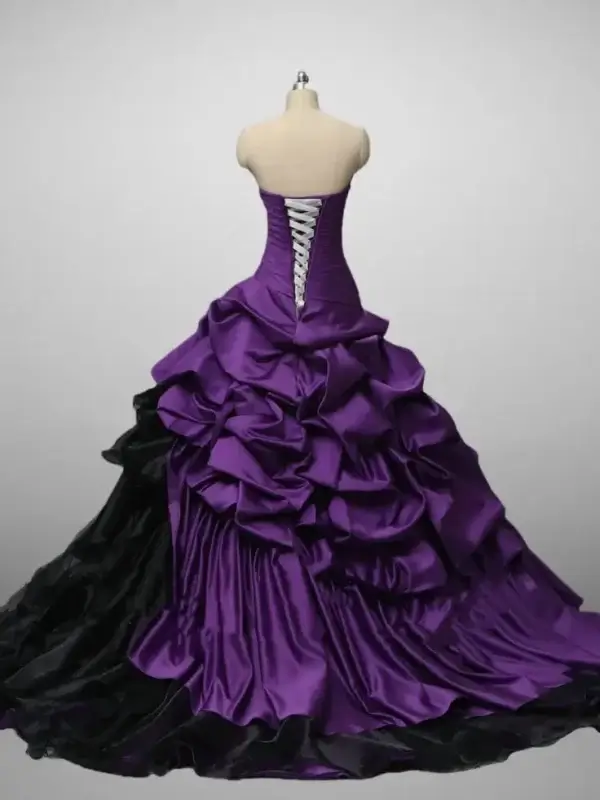 Glitter Sequin Gothic Wedding Dresses with Lace-Up Corset and Puffy Skirt - Image 2